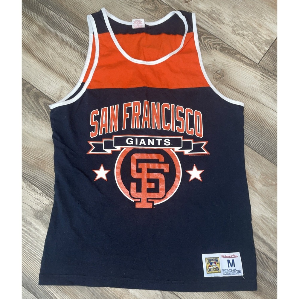 Mitchell & Ness Francisco Giants Tank Top Jersey Mens‎ Size M Black Orange MLB